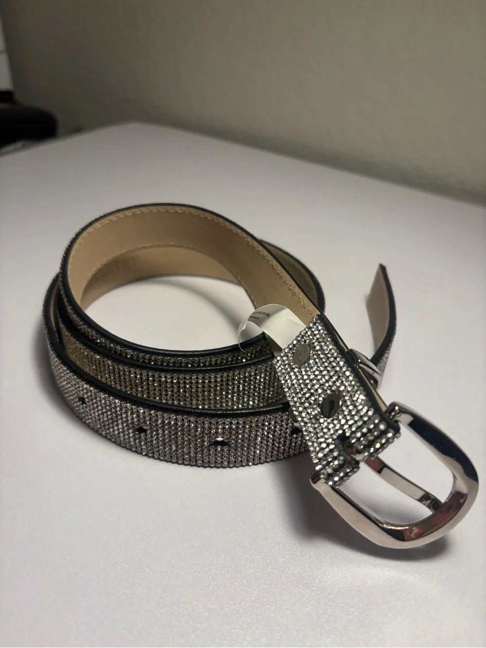 Belt Rhinestone-Embellished Silver Women’s Belt